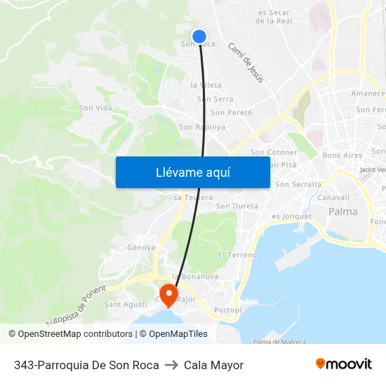 343-Parroquia De Son Roca to Cala Mayor map