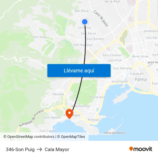 346-Son Puig to Cala Mayor map