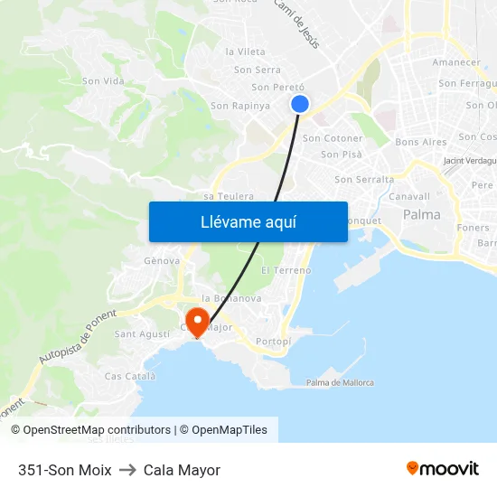 351-Son Moix to Cala Mayor map
