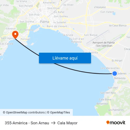 355-Amèrica - Son Arnau to Cala Mayor map