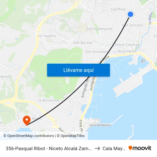 356-Pasqual Ribot - Niceto Alcalá Zamora to Cala Mayor map