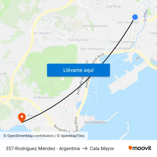 357-Rodríguez Méndez - Argentina to Cala Mayor map