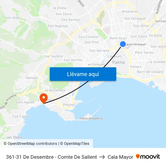 361-31 De Desembre - Comte De Sallent to Cala Mayor map