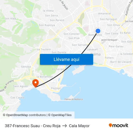 387-Francesc Suau - Creu Roja to Cala Mayor map
