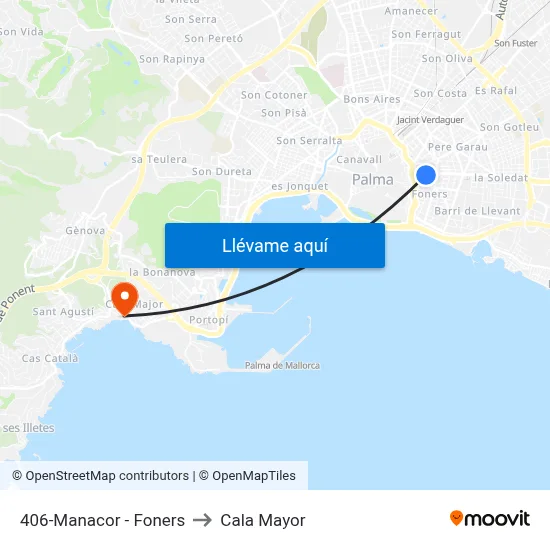 406-Manacor - Foners to Cala Mayor map