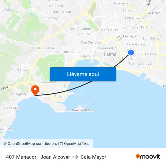 407-Manacor - Joan Alcover to Cala Mayor map