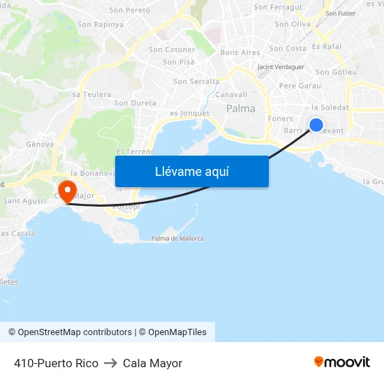 410-Puerto Rico to Cala Mayor map