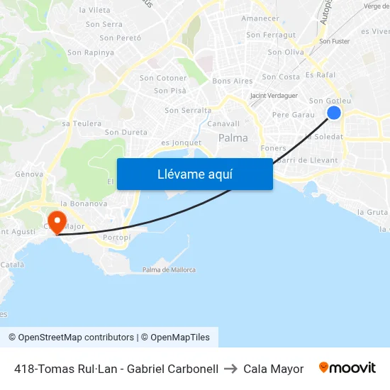 418-Tomas Rul·Lan - Gabriel Carbonell to Cala Mayor map