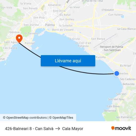 426-Balneari 8 - Can Salvà to Cala Mayor map