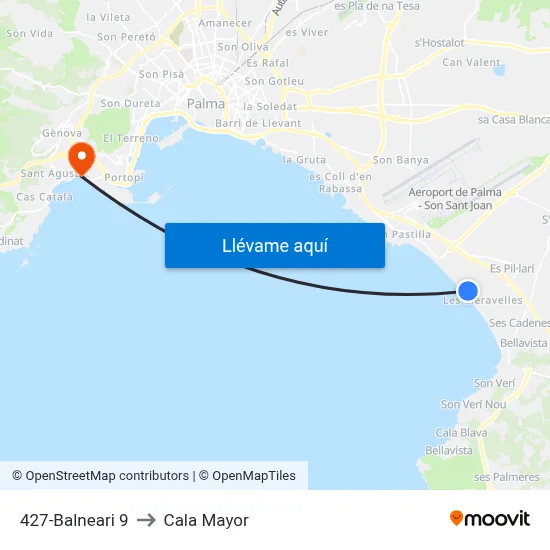 427-Balneari 9 to Cala Mayor map