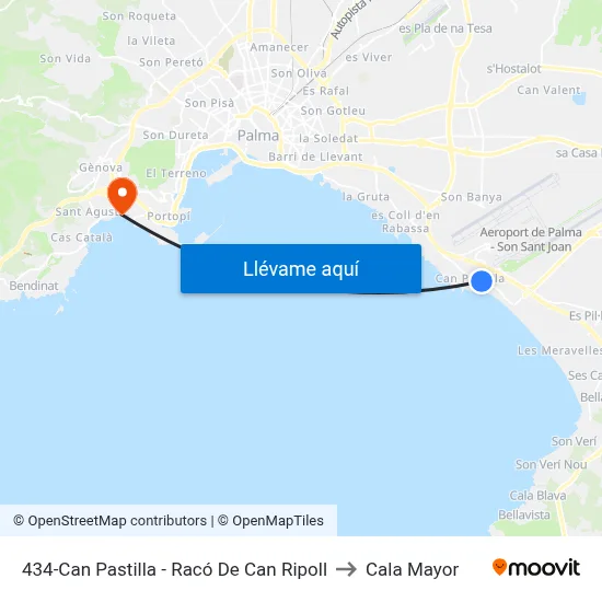 434-Can Pastilla - Racó De Can Ripoll to Cala Mayor map