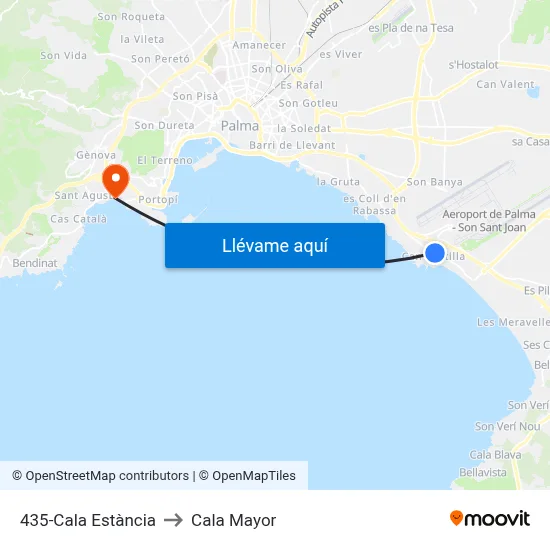 435-Cala Estància to Cala Mayor map