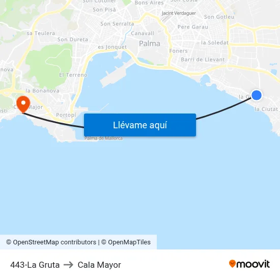 443-La Gruta to Cala Mayor map