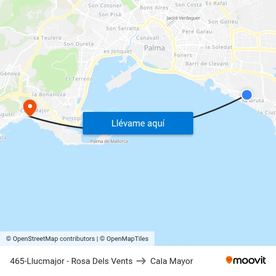 465-Llucmajor - Rosa Dels Vents to Cala Mayor map