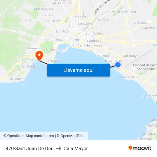 470-Sant Joan De Déu to Cala Mayor map