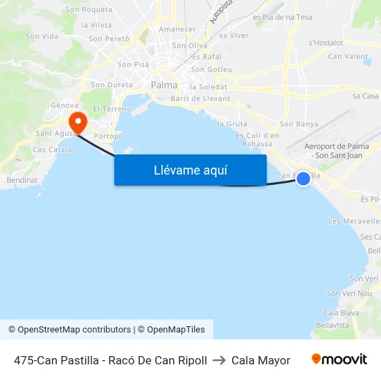 475-Can Pastilla - Racó De Can Ripoll to Cala Mayor map