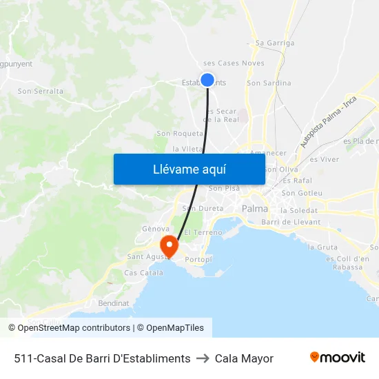 511-Casal De Barri D'Establiments to Cala Mayor map