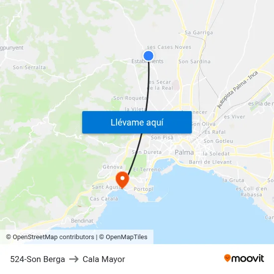 524-Son Berga to Cala Mayor map