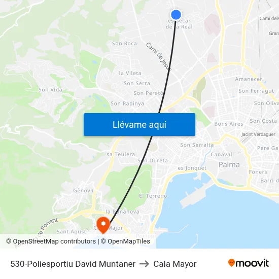 530-Poliesportiu David Muntaner to Cala Mayor map