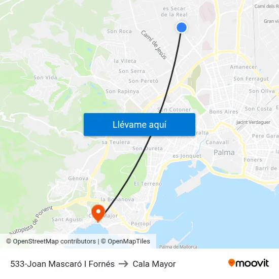 533-Joan Mascaró I Fornés to Cala Mayor map