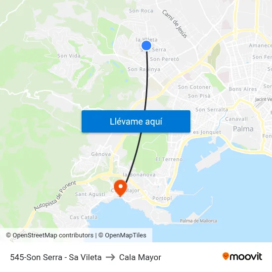 545-Son Serra - Sa Vileta to Cala Mayor map