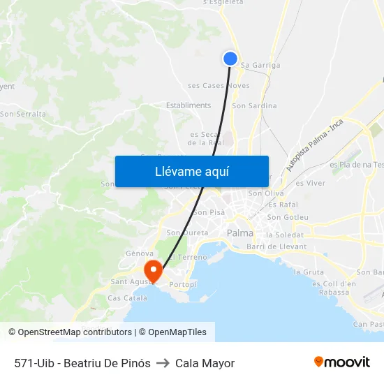 571-Uib - Beatriu De Pinós to Cala Mayor map