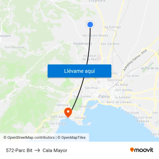 572-Parc Bit to Cala Mayor map