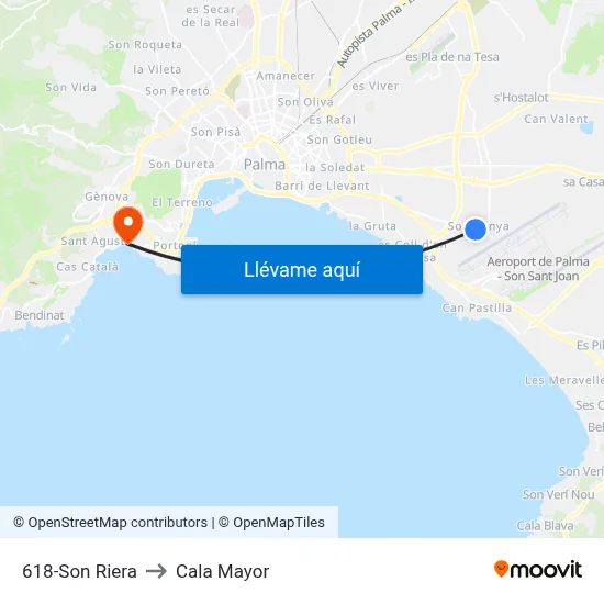618-Son Riera to Cala Mayor map