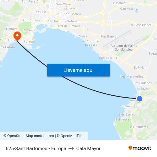 625-Sant Bartomeu - Europa to Cala Mayor map