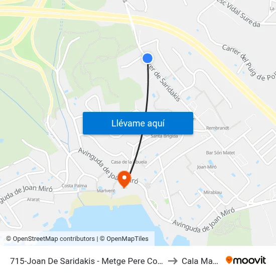 715-Joan De Saridakis - Metge Pere Comas to Cala Mayor map