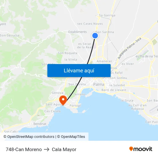 748-Can Moreno to Cala Mayor map