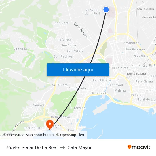 765-Es Secar De La Real to Cala Mayor map