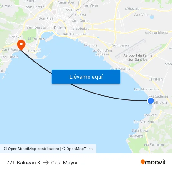 771-Balneari 3 to Cala Mayor map