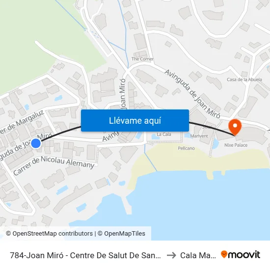 784-Joan Miró - Centre De Salut De Sant Agustí to Cala Mayor map
