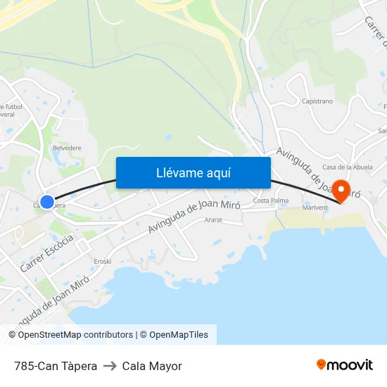 785-Can Tàpera to Cala Mayor map