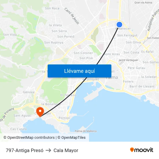 797-Antiga Presó to Cala Mayor map
