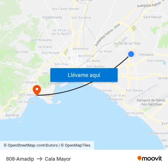 808-Amadip to Cala Mayor map