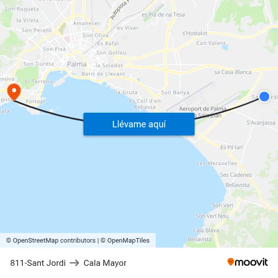 811-Sant Jordi to Cala Mayor map