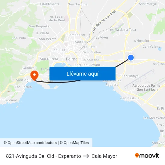 821-Avinguda Del Cid - Esperanto to Cala Mayor map