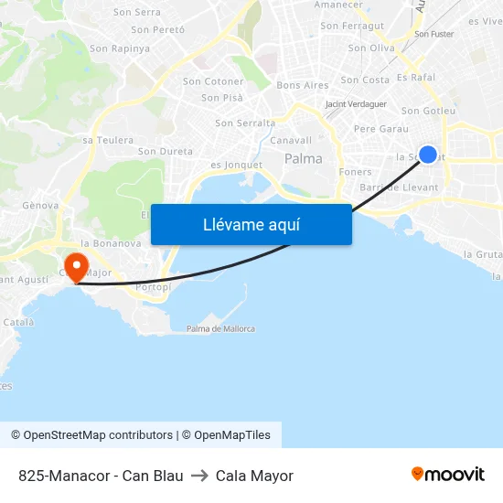 825-Manacor - Can Blau to Cala Mayor map
