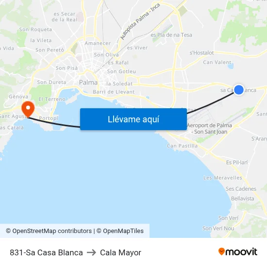 831-Sa Casa Blanca to Cala Mayor map