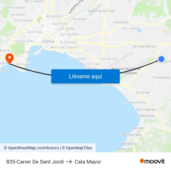 835-Carrer De Sant Jordi to Cala Mayor map