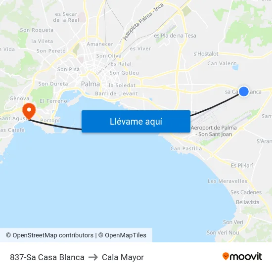 837-Sa Casa Blanca to Cala Mayor map