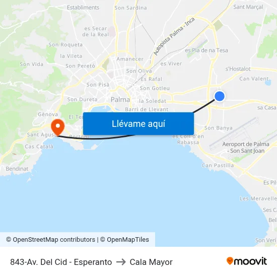 843-Av. Del Cid - Esperanto to Cala Mayor map