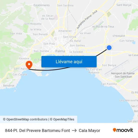 844-Pl. Del Prevere Bartomeu Font to Cala Mayor map