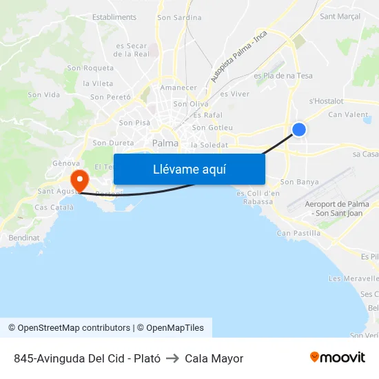 845-Avinguda Del Cid - Plató to Cala Mayor map