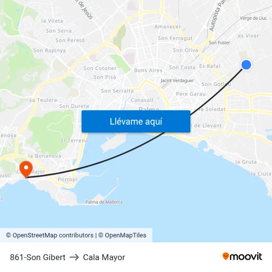 861-Son Gibert to Cala Mayor map