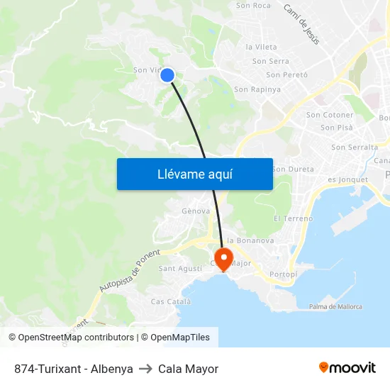 874-Turixant - Albenya to Cala Mayor map
