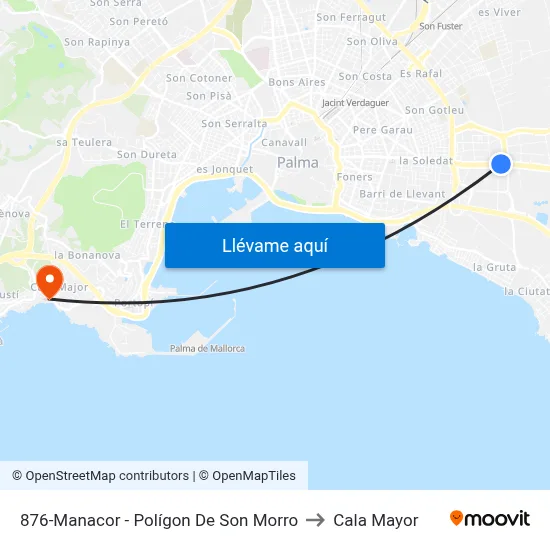 876-Manacor - Polígon De Son Morro to Cala Mayor map