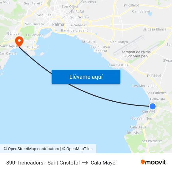 890-Trencadors - Sant Cristofol to Cala Mayor map